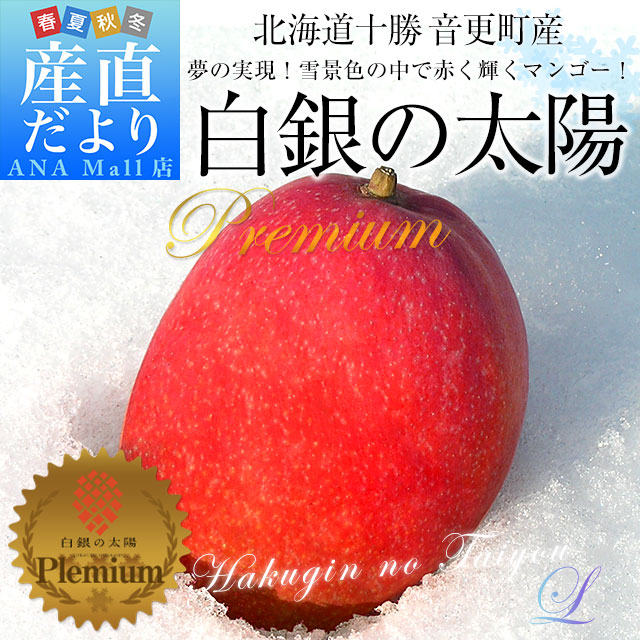 北海道産 完熟マンゴー「白銀の太陽PLEMIUM(プレミアム)」Lサイズ1玉(310gから349g)まんごー 送料無料(離島などの一部地域を除く)