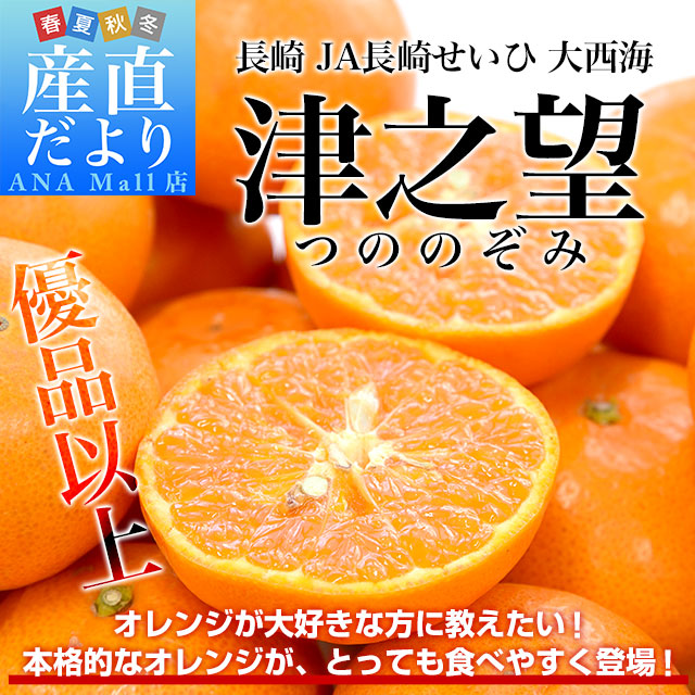 長崎県より産地直送 JA長崎せいひ 津之望(つののぞみ) 2LからSサイズ 優品以上 2.5キロ (20玉から30玉) 柑橘 オレンジ 津の望
