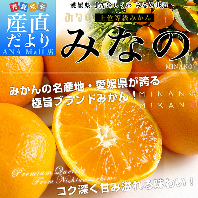 愛媛県より産地直送 JAにしうわ みなの共選 最高等級みかん「特秀品みなの」LからSサイズ 5キロ(40玉から60玉前後) 送料無料 (離島などの一部地域を除く) お歳暮 ギフト
