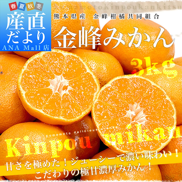 熊本県産 金峰柑橘共同組合 金峰みかん 赤秀品 MからSサイズ 約3キロ(30玉から36玉前後)送料無料(離島などの一部地域を除く) ミカン 蜜柑 きんぽう