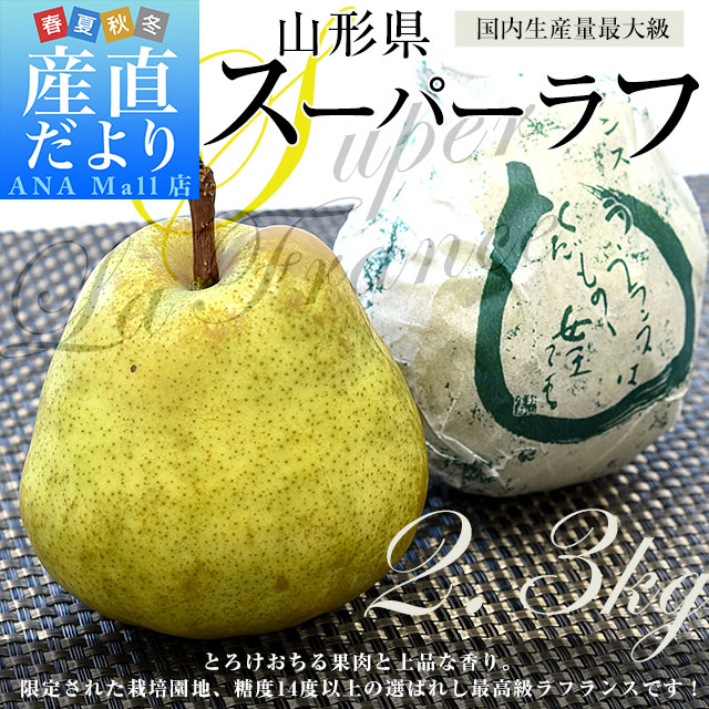 【お歳暮 ギフト】山形県から産地直送 JAてんどう スーパーラフ 約2.3キロ 3Lから2Lサイズ(7玉から8玉入り) 送料無料 洋梨 ラフランス ギフト 送料無料(離島などの一部地域を除く)