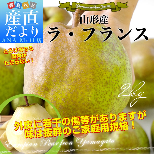 山形県産 ご家庭用ラフランス 約2キロ(5玉から8玉)送料無料(離島などの一部地域を除く) ラ・フランス 洋なし 洋梨