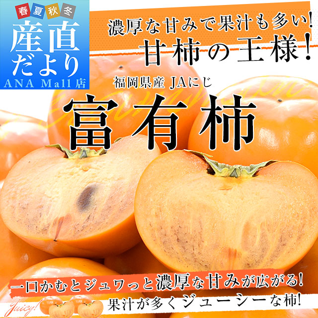 福岡県 JAにじ 富有柿 優品以上 LからMサイズ 約2キロ×2箱（合計16玉から20玉） 送料無料(離島などの一部地域を除く) かき カキ 甘柿