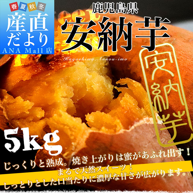 鹿児島県産 安納芋 LからSサイズ 5kg 20本から30本前後 送料無料(離島などの一部地域を除く) さつまいも　サツマイモ 安納芋 種子島
