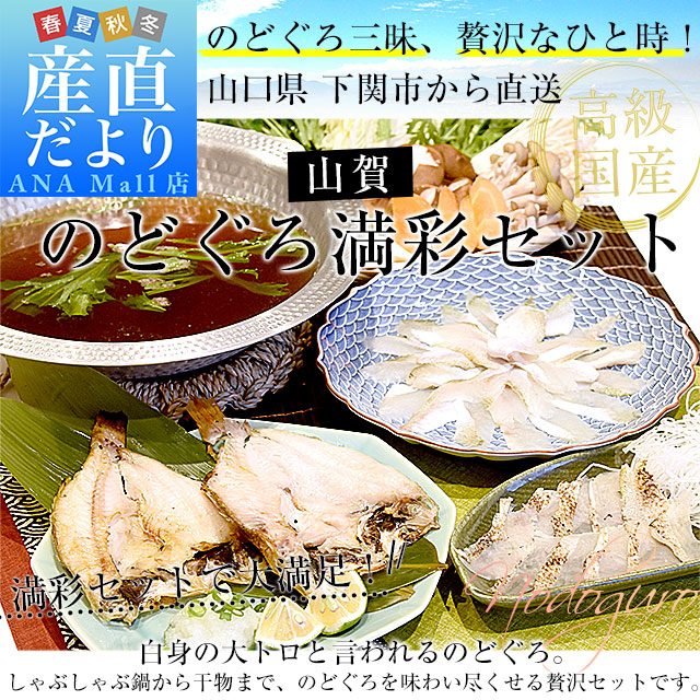 山口県下関市から産地直送 山賀 のどぐろ満彩セット (のどぐろ炙り刺身 のどぐろ切身 のどぐろ0℃熟成干し) 送料無料(離島など一部地域を除く) ノドグロ アカムツ ※クール冷凍便